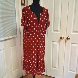 Cato Red and White Flutter Sleeve Sundress